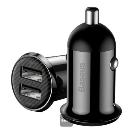 Baseus Grain Pro Car Charger (Dual USB 4.8A ) Black -(6MW)