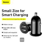 Baseus Grain Pro Car Charger (Dual USB 4.8A ) Black -(6MW) - Image 4