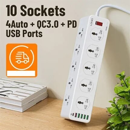 LDNIO SC106 10 Power Socket PD 20W Fast Charging Smart Power Strips 10 Universal Standard Charging Power Extension 2M (6MW)