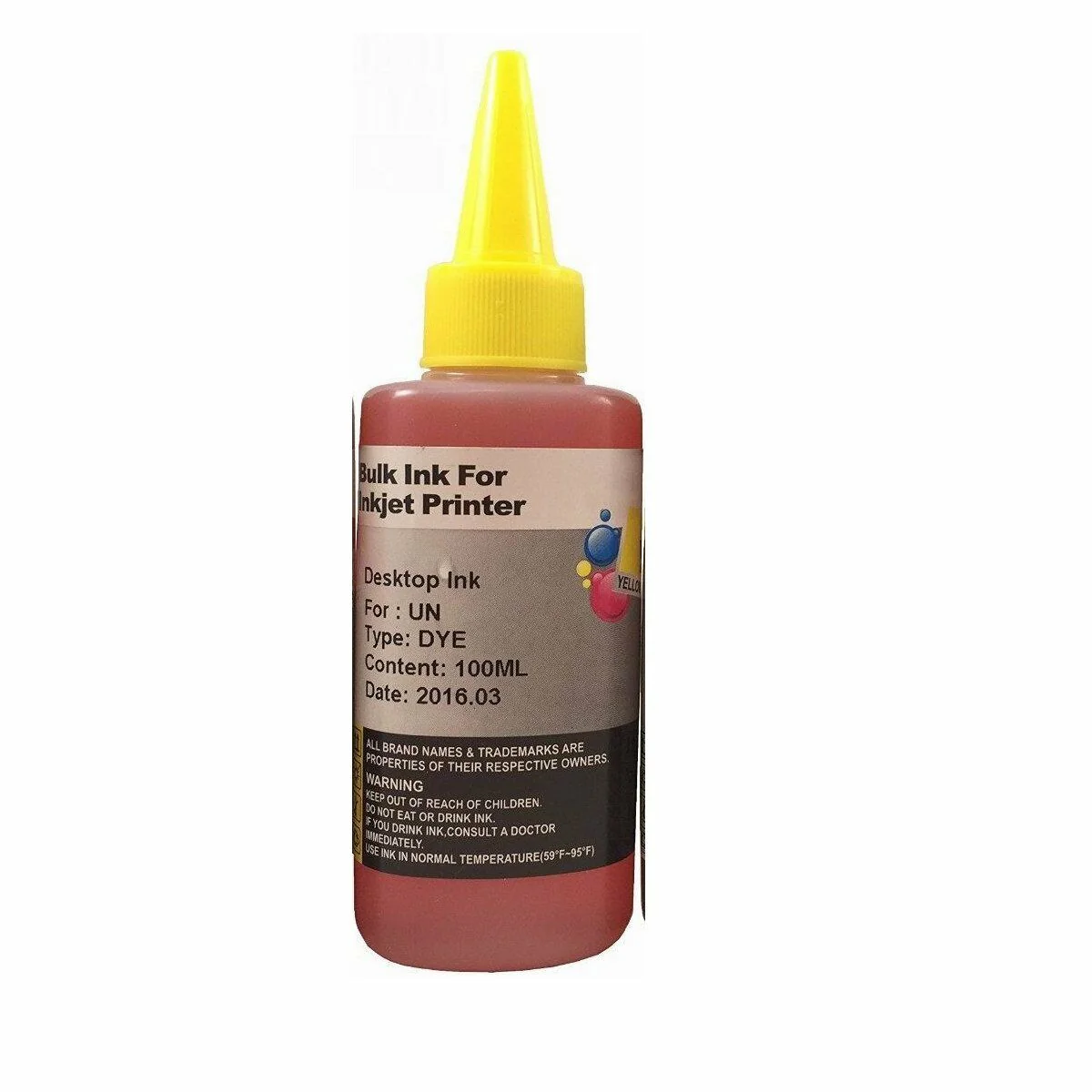 57_2a82bfab-58fc-4cd1-bfb6-1d14b820b1eb Yellow Refill Ink Bottle 100ml - Image 1