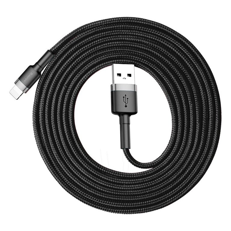 59991_11-1 Baseus cafule Cable USB For lightning 1.5A 2M Gray+Black - (6MW) - Image 1