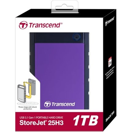 Transcend 1 TB Portable Hard Disk USB 3.1 (Model-H3) (3YW)