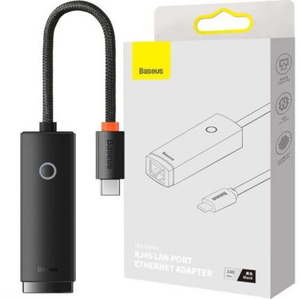 Baseus Lite Series Ethernet Adapter Type-C to RJ45 LAN Port (100Mbps) Black- (6MW)