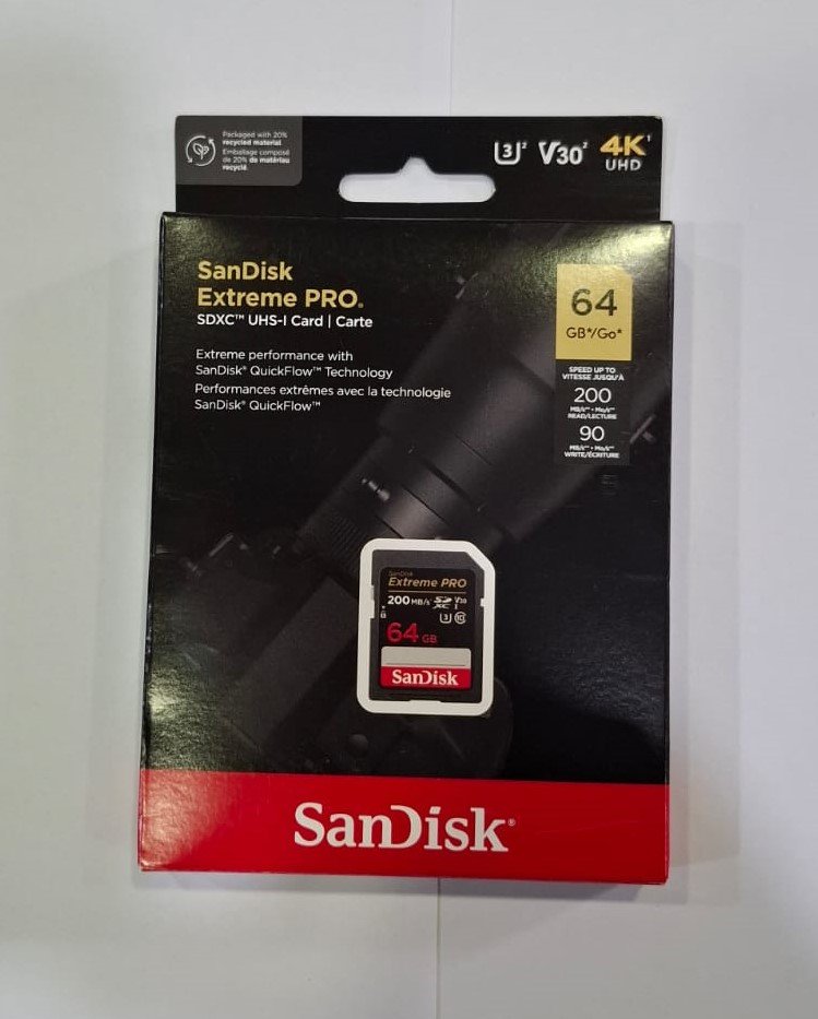 9090 SanDisk 64GB Extreme Pro uo to 200 MB/S SD Card (2YW) - Image 1
