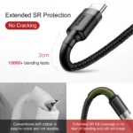 Baseus cafule Cable USB For Type-C 3A 1M Gray+Black -(6MW) - Image 6