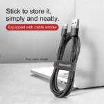 Baseus cafule Cable USB For Type-C 3A 1M Gray+Black -(6MW) - Image 7