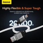 Baseus CoolPlay Series Fast Charging Cable USB to Type-C 100W 1m White -(6MW) - Image 7