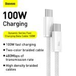 Baseus Dynamic Series Fast Charging Data Cable Type-C to Type-C 100W 2m White-(6MW) - Image 5