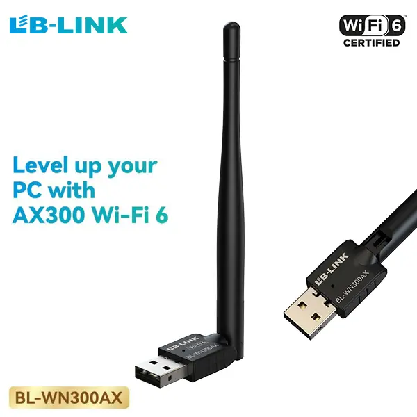 LB-Link-WiFi-6-USB-WiFi-Adapter-BL-WN300AX@ido.lk_-1 LB-LINK AX300 WIFI 6 USB Adapter with Antenna up to 300Mbps -BL-WN300AX (6MW) - Image 1