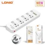 LDNIO SC4408 04 Power Socket & 4 USB Ports Auto ID Extension Cord 2M (6MW)