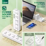 LDNIO SC5614 05 POWER SOCKET 2M (5 Way + 6 USB Ports) (6MW) - Image 5
