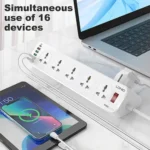 LDNIO SC106 10 Power Socket PD 20W Fast Charging Smart Power Strips 10 Universal Standard Charging Power Extension 2M (6MW) - Image 10