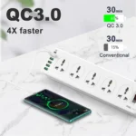 LDNIO SC106 10 Power Socket PD 20W Fast Charging Smart Power Strips 10 Universal Standard Charging Power Extension 2M (6MW) - Image 3