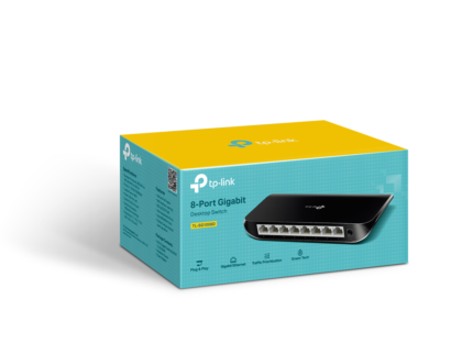 TP-Link 8 Port Gigabit Network Switch Model TL-SG1008D (100/1000 Mbps) (1YW)