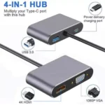 Type-C to HUB 4 in 1 (HDMI/VGA/USB 3.0/Type C) (6MW) - Image 5