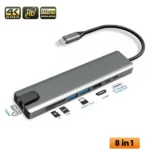 Type-C to HUB 8 in 1 With RJ45 Port (HDMI /USB 3.0 * 2 / Type C / RJ45/ TF/SD Reader/ PD ) (6MW) - Image 3