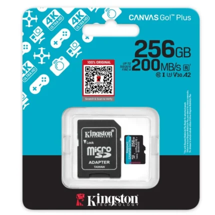Kingston 256GB 200MB/s 4K ULTRA HD Micro SD Memory Card (CANVAS GO Plus SDCG4) (5YW)