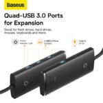 Baseus Lite Series 4-Port Type-C HUB Adapter (Type-C to USB 3.0*4 ) 1m Black -(6MW) - Image 3