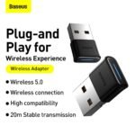 Baseus Bluetooth 5.0 Wireless Adapter BA04 Black -(6MW) - Image 2