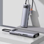 Baseus Metal Gleam Series 8-in-1 Multifunctional Type-C HUB Docking Station Gray -(6MW) - Image 5