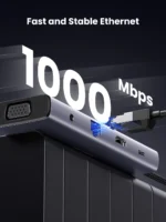 UGREEN 10 in 1 Type-C To 3*USB 3.0 A+HDMI+VGA+RJ45 Gigabit + SD/TF+AUX3.5mm+PD - CM498 - 15601 (1YW) - Image 7