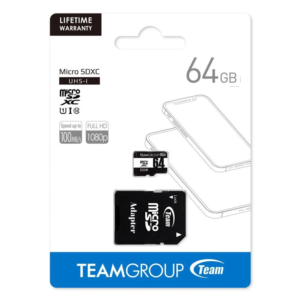 l000001_1724981749 TEAMGROUP 64GB Micro SD Memory Card up to 100mbps (3YW) - Image 1
