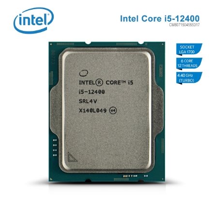 0062715_i5-12400-cm8071504555317_440 Intel Core i5-12400 Processor 18MB Cache, 2.50 GHz Up To 4.40 GHz (12 Threads, 6 Cores) Desktop Processor - WITHOUT BOX/FAN (3YW) - Image 1