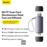 Baseus Lite Series USB-A & Type-C to SD/TF Card Reader Grey - (1YW) - Image 11