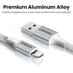 UGREEN USB to Lightning Alu Case MFI Certified Braided Lightning Cable 1Meter (Silver) 60161-US199-(1YW) - Image 5