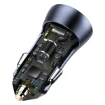 Baseus U+U 40W Golden Contactor Pro Dual Quick Charger Car Charger With Baseus Simple wiring USB For Type-C 5A 1.0m Dark Gray (1YW) - Image 4