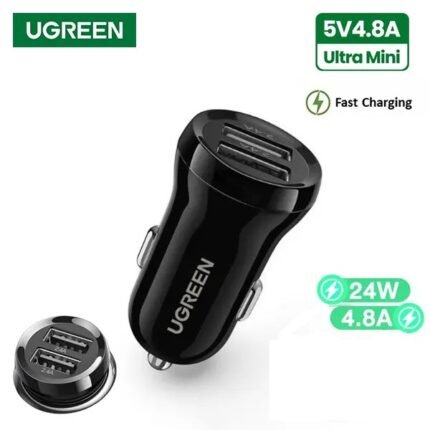 UGREEN 24W Dual USB Car Charger (Dual USB-A Car Charger) - ED018 - 50875-(1YW)