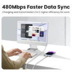 UGREEN USB to Lightning Alu Case MFI Certified Braided Lightning Cable 1Meter (Silver) 60161-US199-(1YW) - Image 9