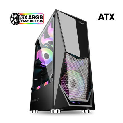 ARMAGGEDDON TRITRON 1 BLACK GAMING CASING WITH 03 ARGB FANS