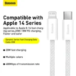 Baseus Dynamic Series Fast Charging Data Cable Type-C to iP 20W 1m White (1YW) - Image 4