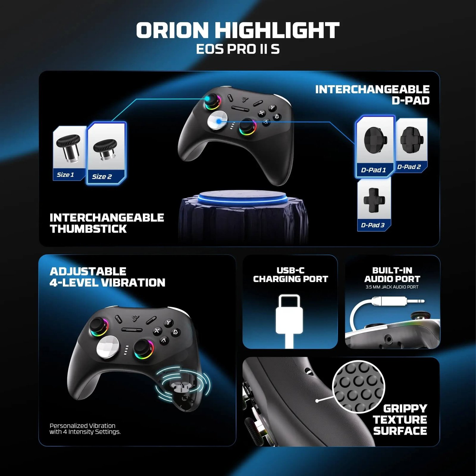 FANTECH EOS PRO ll S WGP15V2S  Multi-Platform WIRELESS CONTROLLER Orion  (TRI-MODE CONNECTIVITY 2.4GHZ / BT / USB ) (6MW) - Image 6