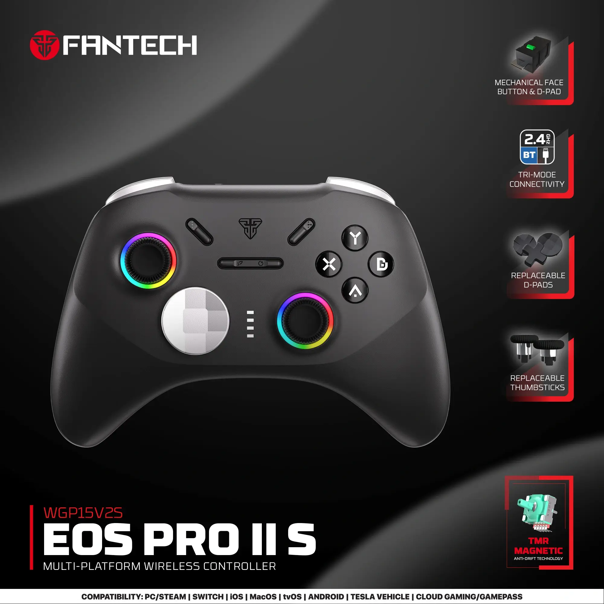 TtiG9WKNJZHfCVK81NxowNBiz4GPa6jDA19aPNq0 FANTECH EOS PRO ll S WGP15V2S Multi-Platform WIRELESS CONTROLLER Orion (TRI-MODE CONNECTIVITY 2.4GHZ / BT / USB ) (6MW) - Image 1