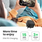 UGREEN 25W TYPE C PD Fast Charger+USB Cable UK WITH C - C 2M CABLE - CD250 / P/N-50577 (1YW) - Image 5