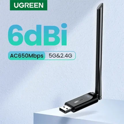 UGREEN AC650 2.4GHz & 5GHz High-Gain Dual Band USB Wireless Adapter -(1YW)