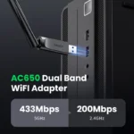 UGREEN AC650 2.4GHz & 5GHz High-Gain Dual Band USB Wireless Adapter -(1YW) - Image 3