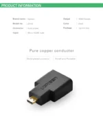 UGREEN Micro HDMI Male to HDMI Female Adapter (Black) 20106 - Image 2