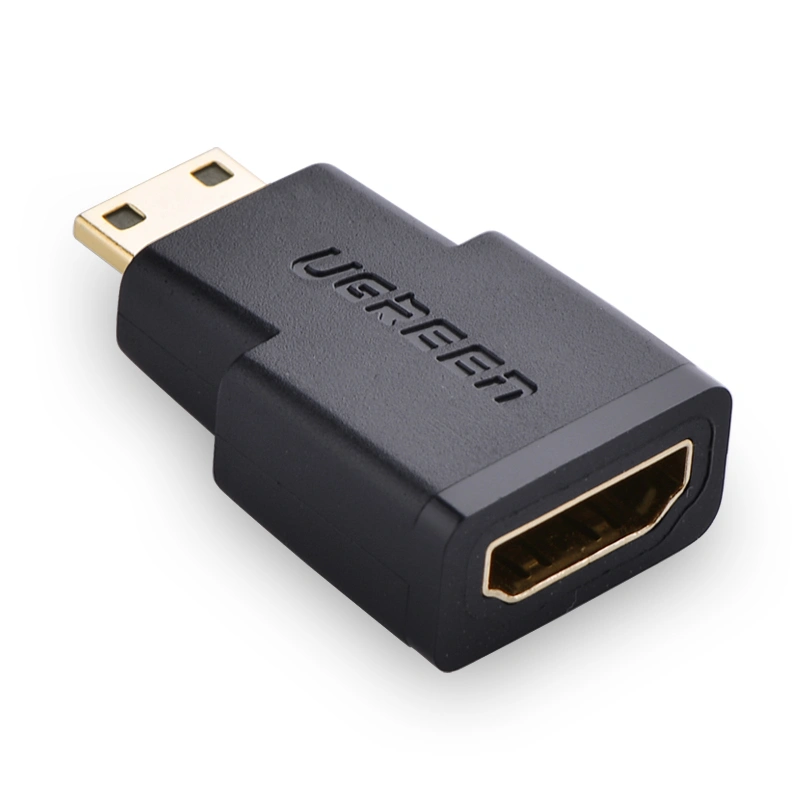 UGREEN-Mini-HDMI-Male-to-HDMI-Female-Connector-Black-20101- UGREEN Mini HDMI Male to HDMI Female Adapter (Black) 20101 - Image 1