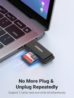 UGREEN USB 3.0 to TF + SD Dual Card Reader (Black) - 40752-(1YW) - Image 2