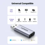 UGREEN USB External Stereo Sound Adapter - CM383 - 80864 -(1YW) - Image 4
