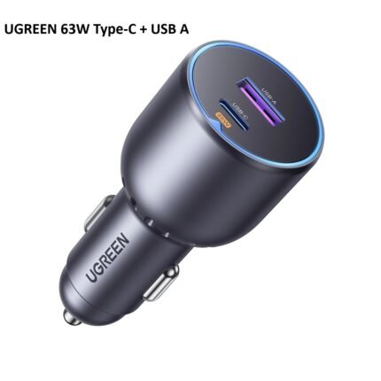 UGREEN 63W Type-C + USB A Fast Car Charger –EC701– 35023–(1YW)