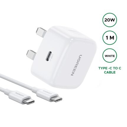 UGREEN 20W Type-C Fast Charger Set With Type-C to Type-C 1 Meter Cable – CD137 – 45438-(1YW)