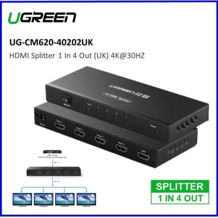 UGREEN 4K 30hz 4 in 1 HDMI Splitter with UK Power Adapter – CM620 - 40202 UK-(1YW)