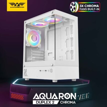 Armaggeddon Deepfreeze Duplex 2 Chroma MATX Gaming PC Case With Mesh Front Panel (White Colour) (With 3 x CHROMA Fans)