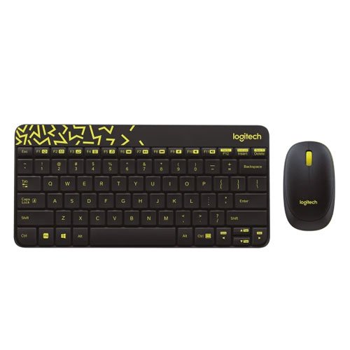 6138 LOGITECH MK240 Wireless Keyboard and Mouse Combo- Black/Chartreuse Yellow (1YW) - Image 1