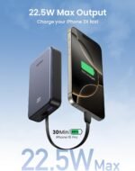 UGREEN 20000mAh 22.5W Power Bank with Built-in Type-C Cable - PB505 - 45762 -(1YW) - Image 3