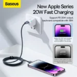 Baseus Crystal Shine Series Fast Charging Data Cable Type C to iP 20W 1.2m Black/ Blue- (1YW) - Image 18